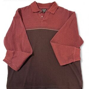 Van Heusen Men's Sweater Polo - Burgundy / Dark Brown